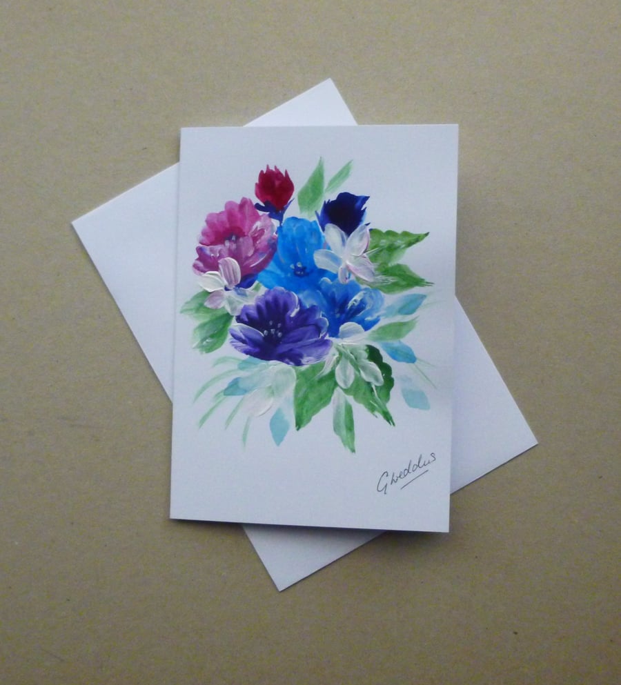 original hand painted blank greetings card  (ref FA 302 P1 )
