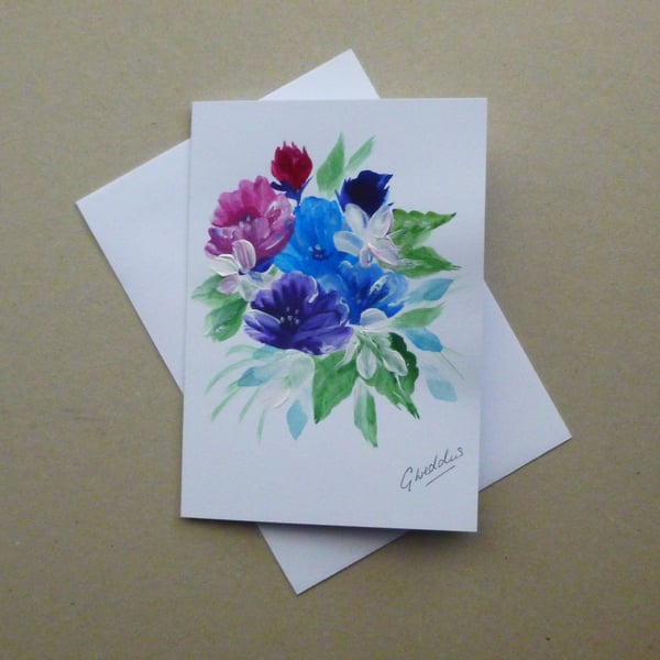 original hand painted blank greetings card  (ref FA 302 P1 )