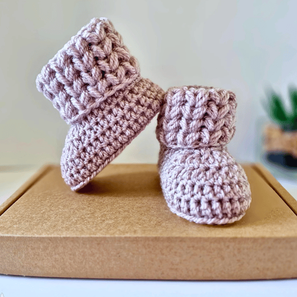 Crochet Baby Booties In Sizes Newborn 0-3 And 3-6 Months 