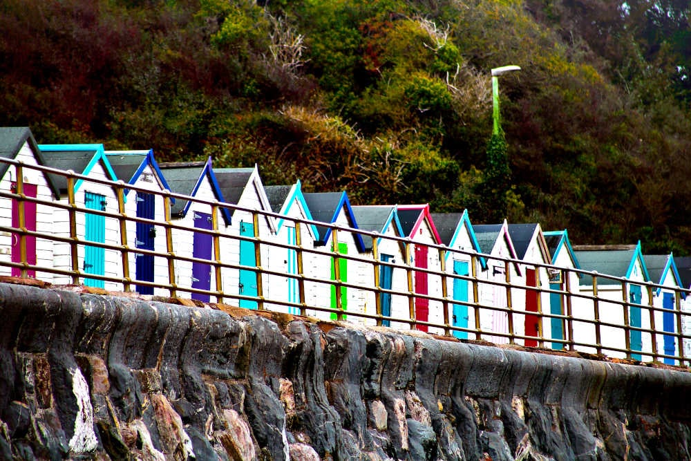 Print of Paignton Beach Huts Picture 12x8 Preston Beach, Devon