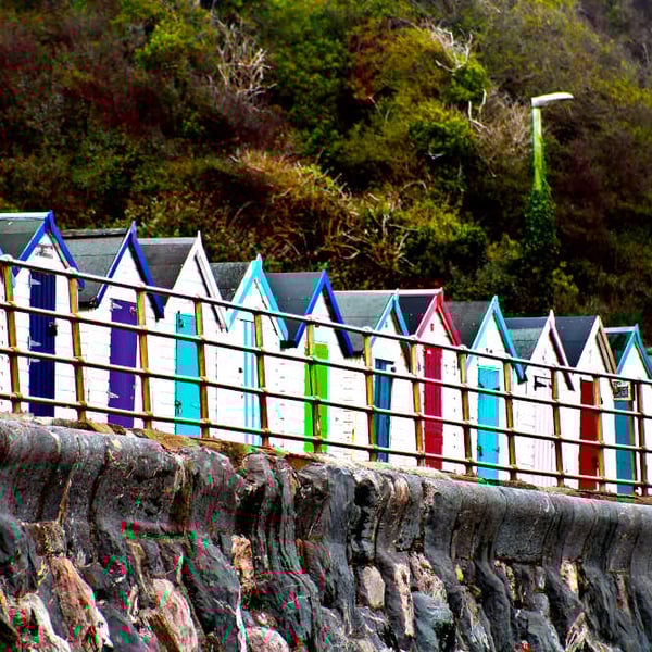 Print of Paignton Beach Huts Picture 12x8 Preston Beach, Devon