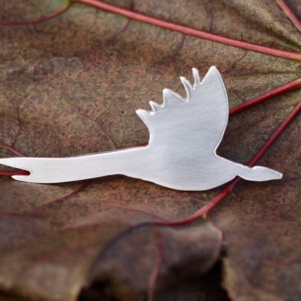 Flying Pheasant Silhouette Lapel Pin Brooch