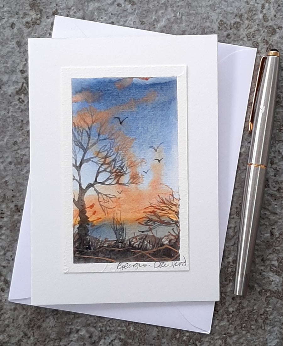 Blank Card. Handpainted Watercolour Art. OOAK