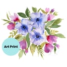 Loose Watercolour Floral Print Available in A4 and A5