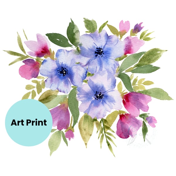 Loose Watercolour Floral Print Available in A4 and A5