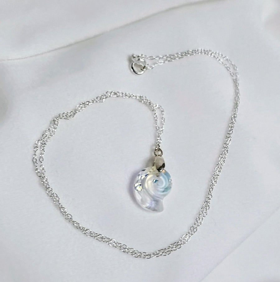 Sterling Silver Sea Snail Crystal Necklace