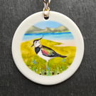 Lapwing in the Machair Ceramic Hanging Bauble 