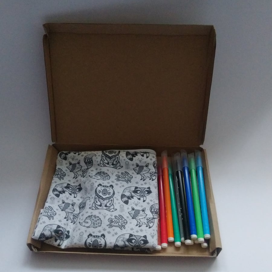 SALE - Forest Animals Pencil Case to Colour, Large Pencil Case,