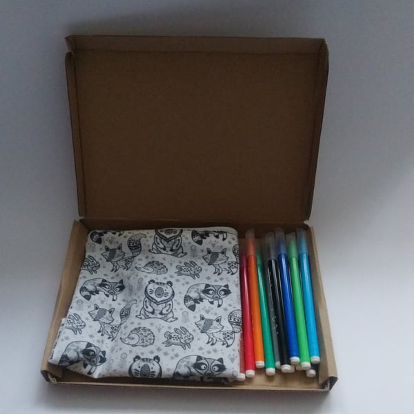 SALE - Forest Animals Pencil Case to Colour, Large Pencil Case,