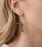 Scroll Saw Wooden Bunny Earrings, Lightweight Floral Dangle Earrings, Handmade  - Image 2