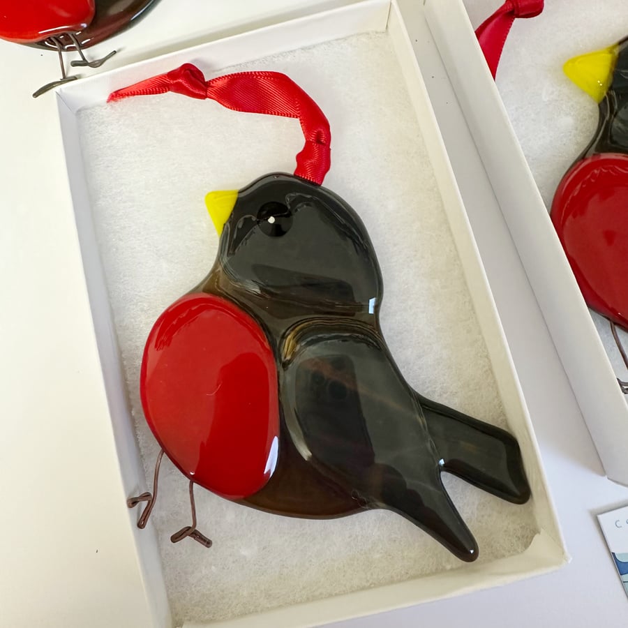 Fused Glass Robin-Tree Decoration