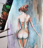 Nude Woman Standing Original Colourful Painting - Image 5