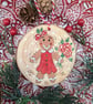 Summer Seconds Gingerbread Lady hand-painted log slice Christmas decoration 