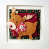 Reindeer Fabric Christmas Greeting Card