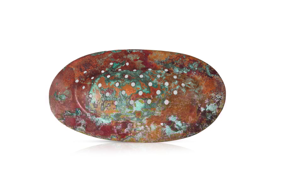 Oval Verdigris Copper Brooch – Handmade Wearable Art