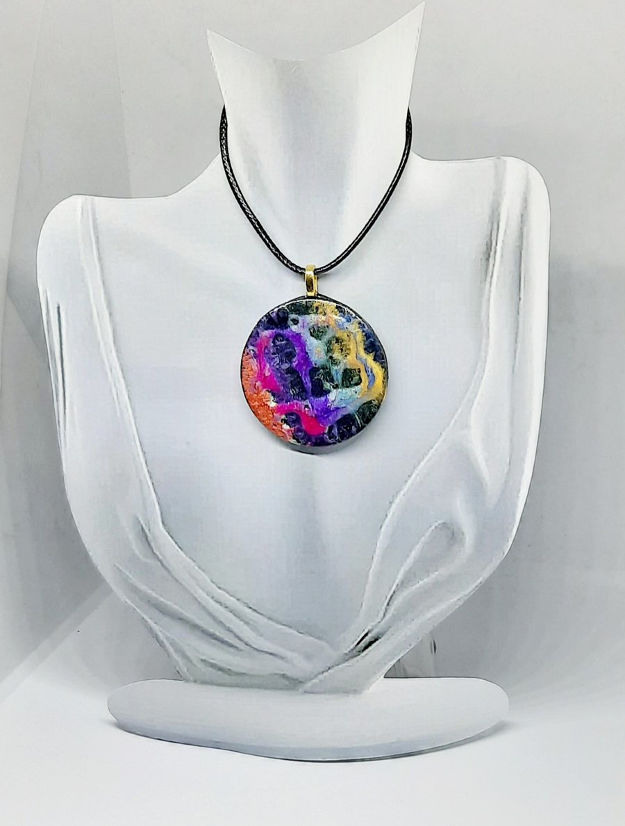 Fluid art pendant necklace 
