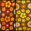 WOW ORANGE Daisy Floral VIntage 60s 70s Barkcloth Fabric Lampshade option 