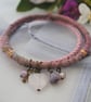 Sari bangle charm bracelet set with rose quartz heart in heather  - Image 1