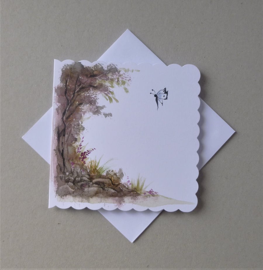 hand painted original art blank greetings card ( ref F 460.C3 )