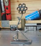 Handcrafted Steel Nut Flower with heart Sculpture - Industrial Metal Art Decor - Image 4