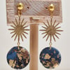 Starry night gold star dangle earrings 