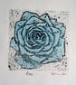 Blue Rose Art Original Print Collagraph Printmaking Floral - Image 3