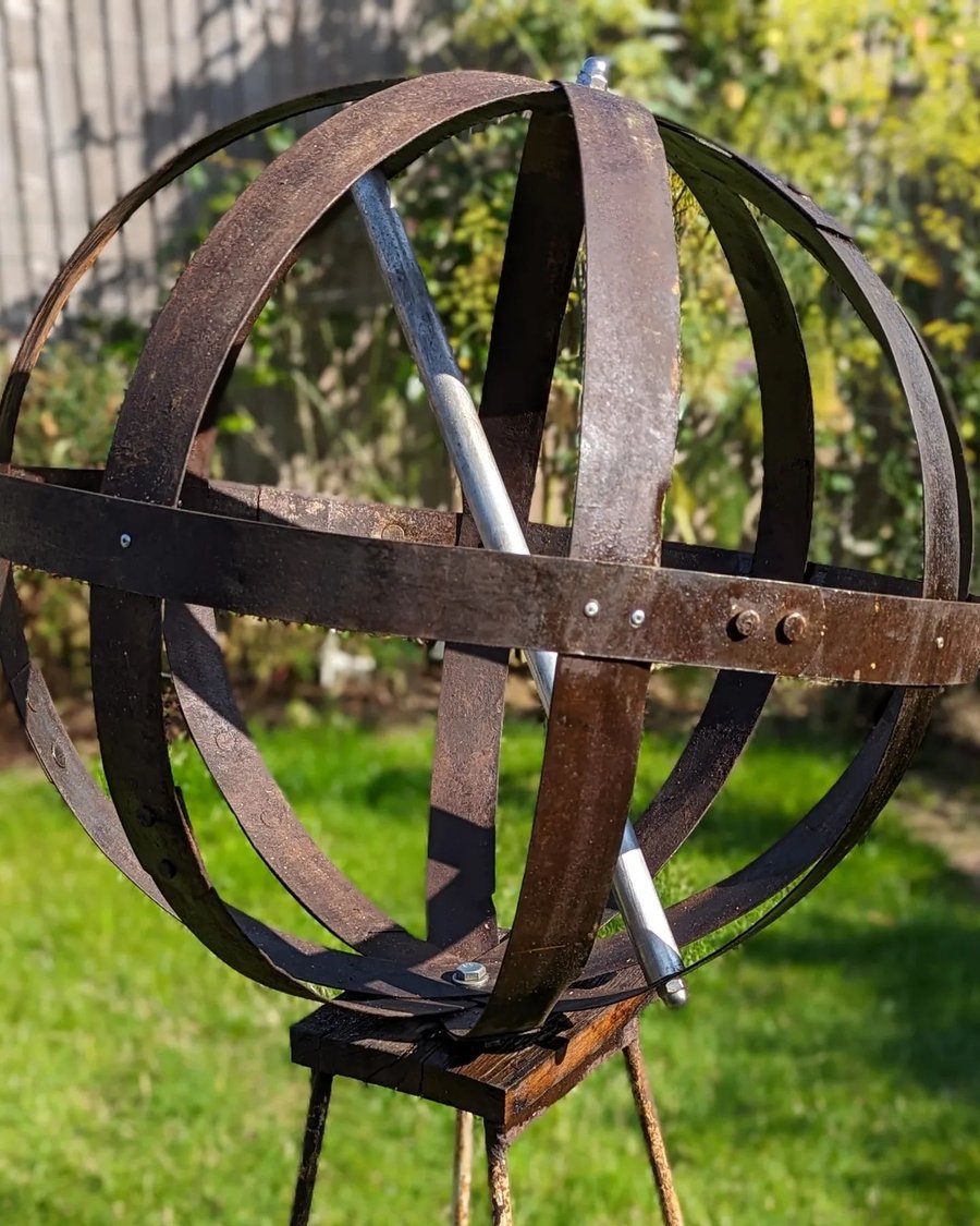 Whiskey Barrel Hoop Garden Orb