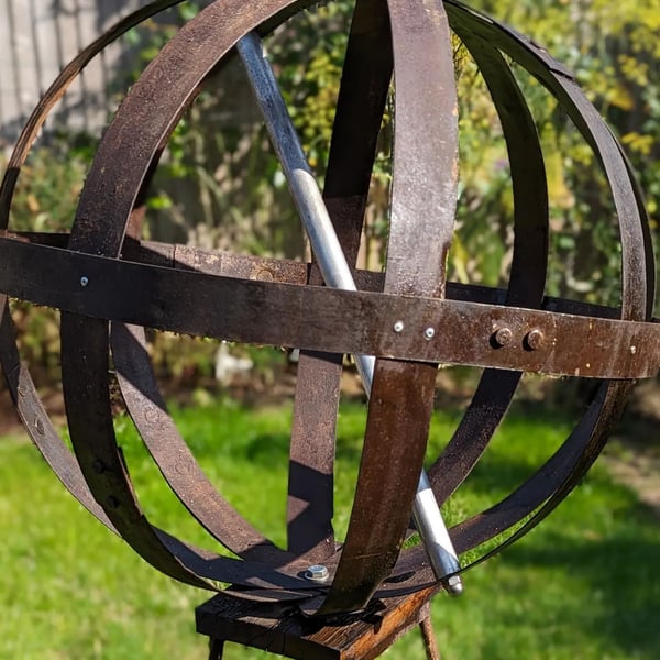 Whiskey Barrel Hoop Garden Orb