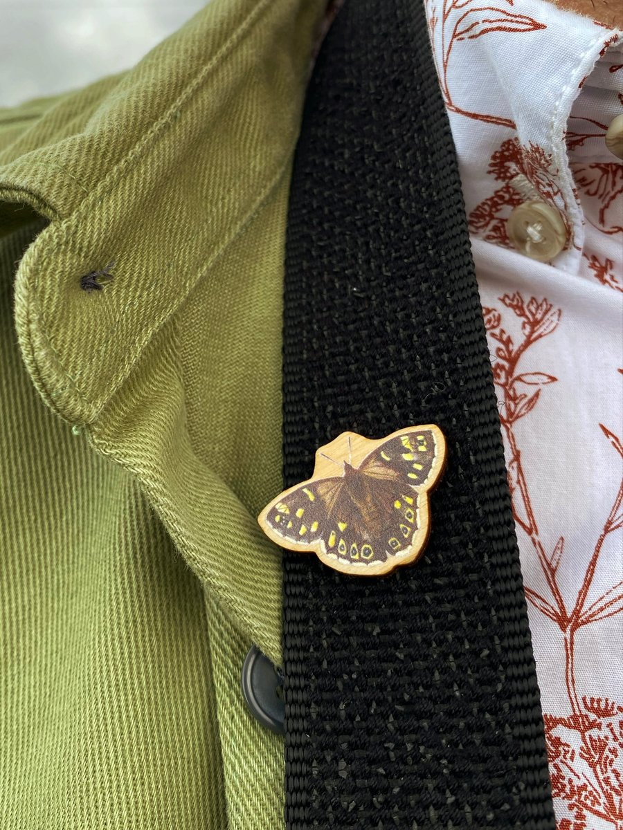 Speckled Wood Butterfly Wooden Pin Badge - Eco  - Folksy