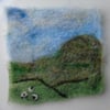 Needle felted picture - Yorkshire Dales Sheep 4 x 4 ins 