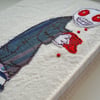 embroidered brain eating zombie notebook 