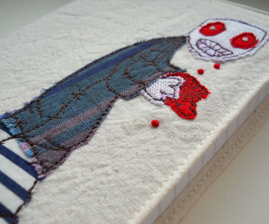 embroidered brain eating zombie notebook 