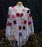 White and Pink colours warm and cosy cotton crochet shawl - design A447 - Image 1
