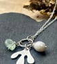 Pretty silver pearl and aventurine necklace - Image 4