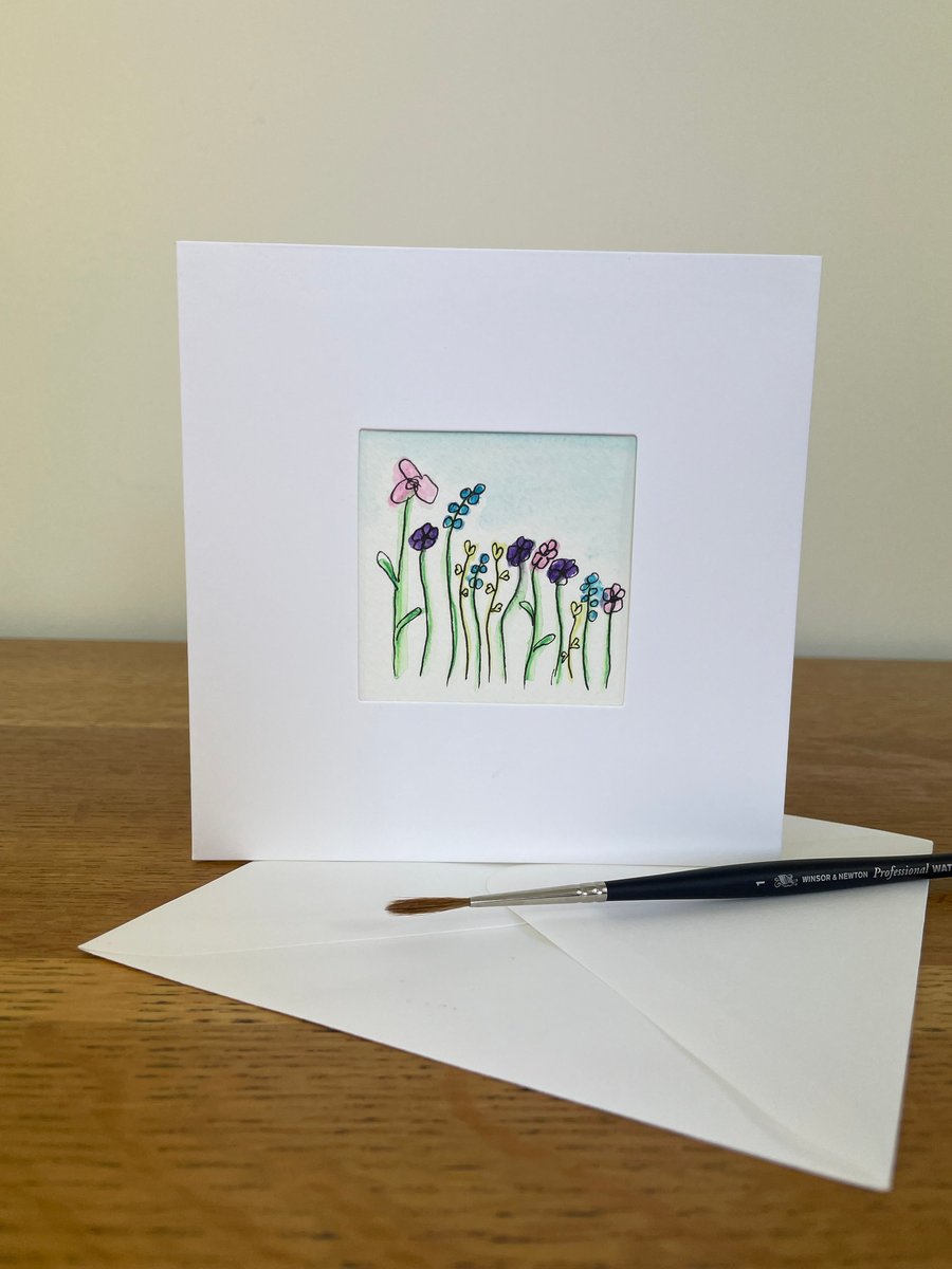 Hand Painted Greetings or Keepsake Card.