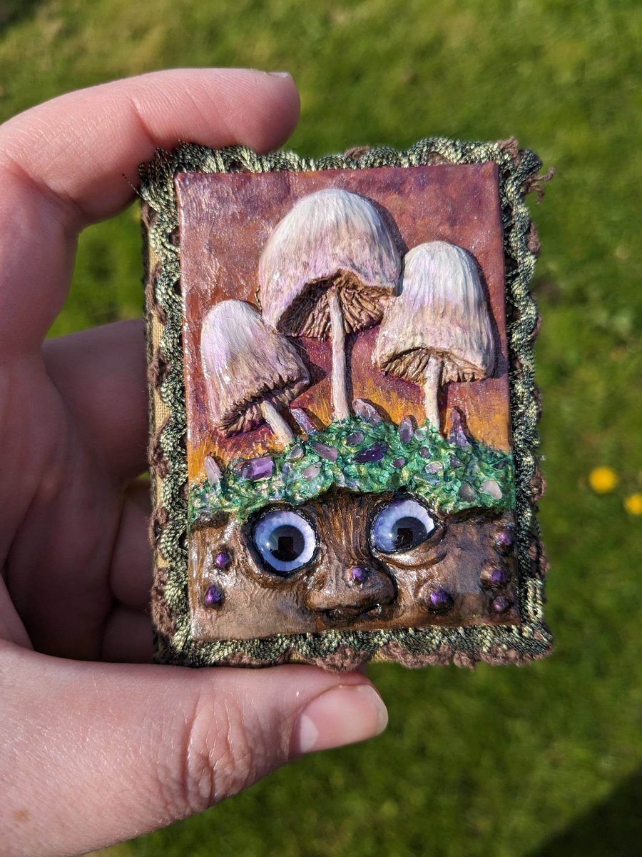 OOAK Handmade Mini Journal With Sculpted Cover And Real Amethyst 