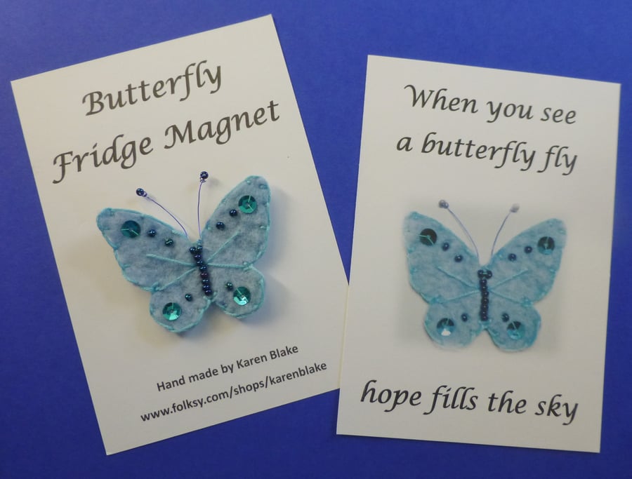 Butterfly fridge magnet 'Blue'