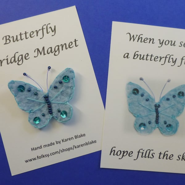 Butterfly fridge magnet 'Blue'