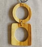 Upcycled wood jewellery, wood & leather pendant, geometric wooden necklace - Image 9