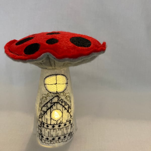Embroidered felt tea light Fairy Toadstool 