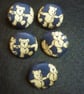 5  Button Teddy Bears Holding Hands Silk Loop Back 18mm Unique Cute Upcycled - Image 1
