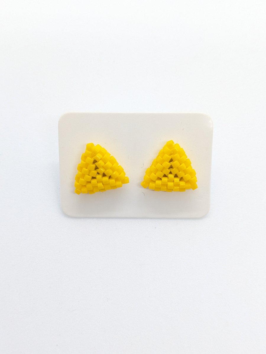 Triangle Stud Earrings - Canary Yellow