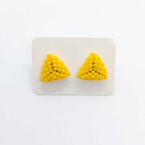 Triangle Stud Earrings - Canary Yellow