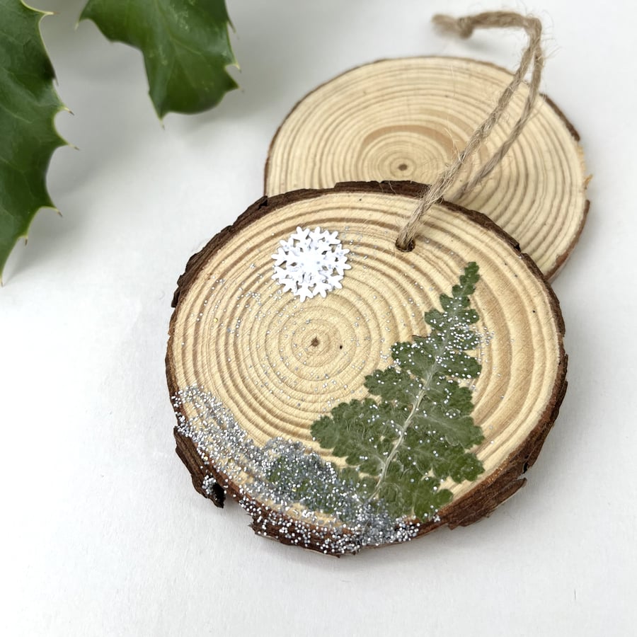 Handmade Pressed Fern Christmas Tree Decoration