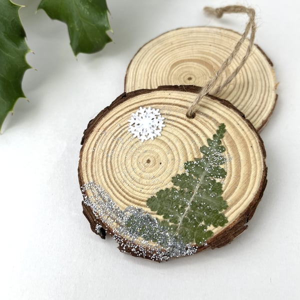 Handmade Pressed Fern Christmas Tree Decoration