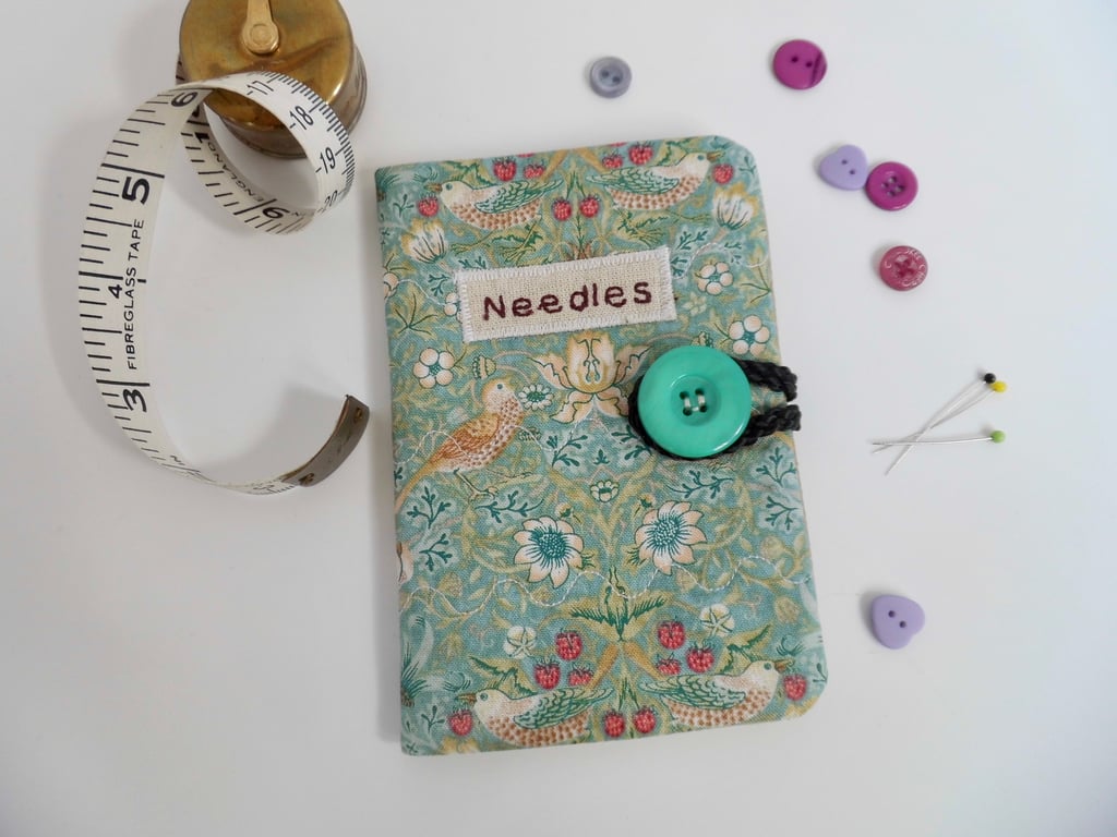Sewing needle case in Strawberry Thief fabric