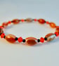 Banded Red Agate Bracelet With Swarovski Crystals - Handmade In Devon - Image 2