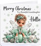 Personalised Fairy Christmas Card-Add Name & Relation-Cute Mint Green Xmas Card - Image 6