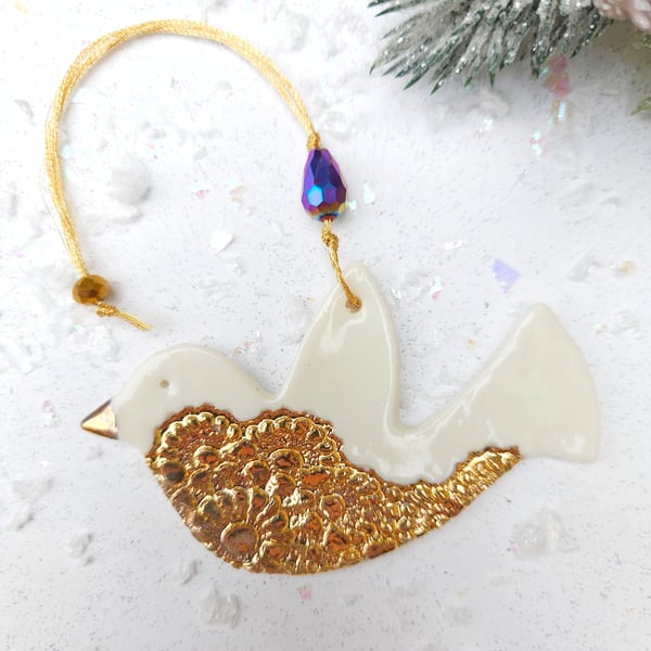 Christmas Tree Decoration - Gold Bird