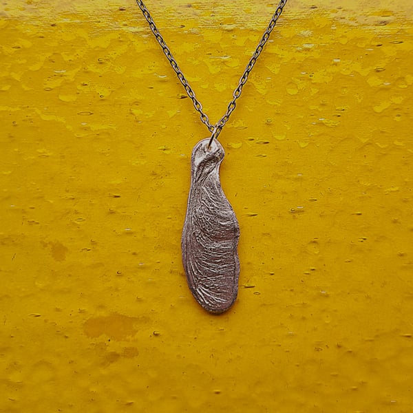 Silver Scyamore Seed Pendant Small